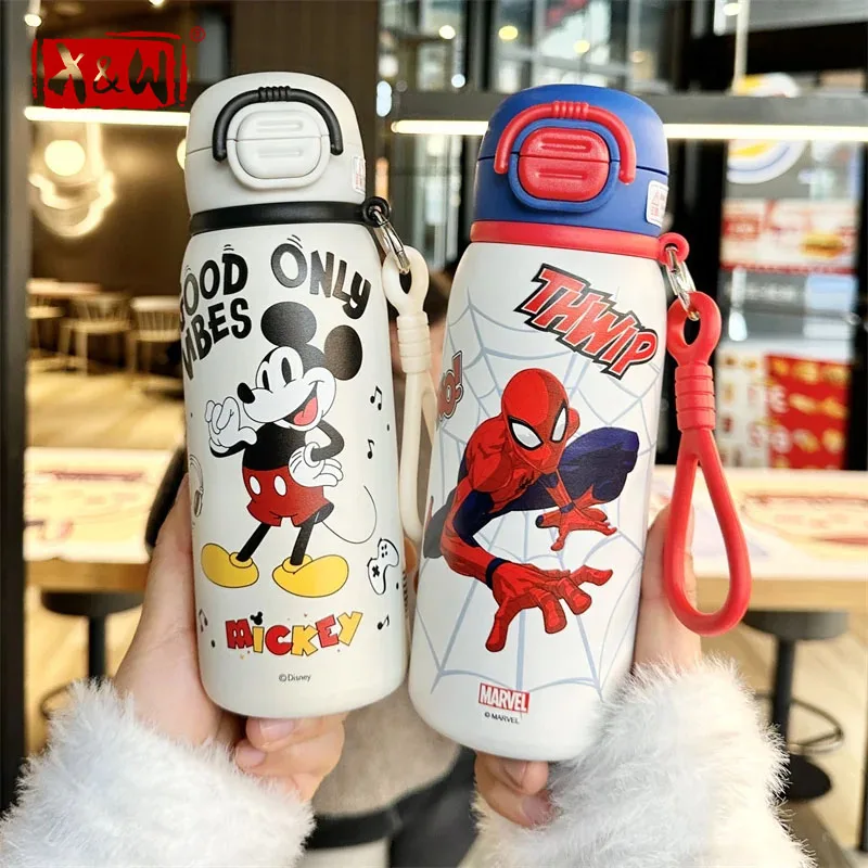 X&W Disney Stainless Steel Children's Insulated Water Bottle  Insulated Straw Cup Leak Proof Outdoor Sports Camping Water Bottle