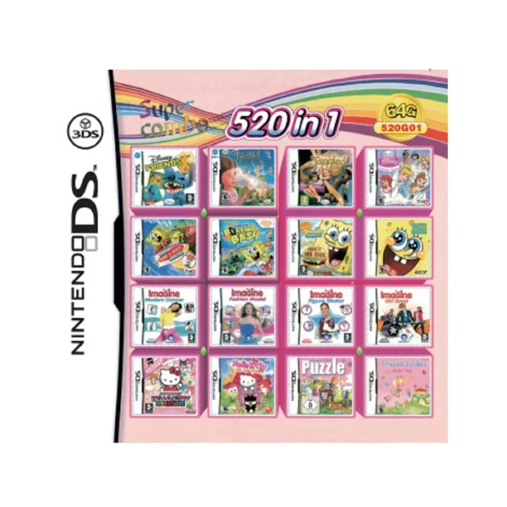 All-in-One DS-Spielkassette 4300/520/500/486/482 in 1 Super Combo DS-Spielkarte Englische Version für DS Lite DSi 2DS 3DS New 3DS