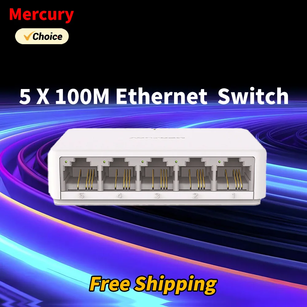 

Mercury S105C Network 5-Port Mini Switch 5-Port Commercial Home Computer Network Cable Monitoring Splitter 10/100M Lan Switch