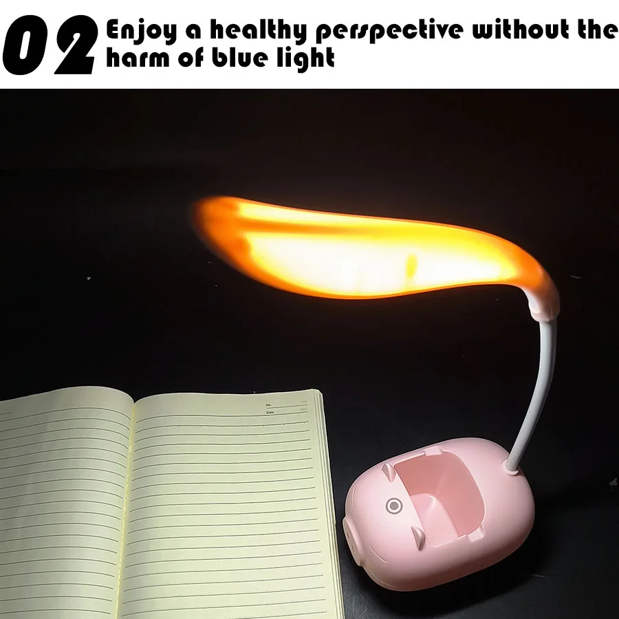LED desk lamp USB charging pen holder student reading light touch screen desktop learning night light