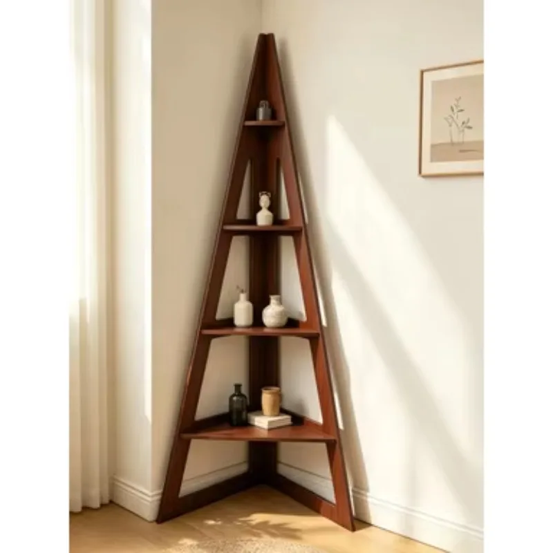 HT  new Chinese bookshelf Solid wood cherry bookshelf, corner shelf, living room corner storage rack