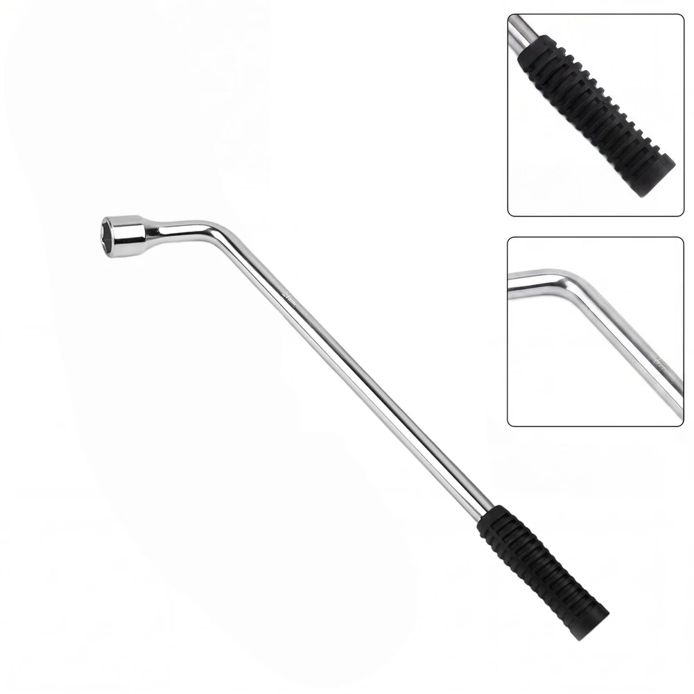 

Manual Tire Wrench in L-Shape Configuration with Chrome Vanadium Construction Deep Socket and Rubberized Ergonomic Handle