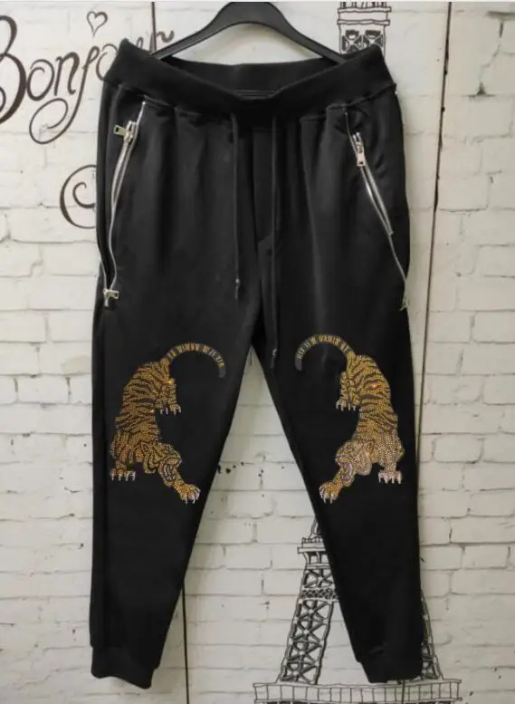 Summer Luxurious Designer  Rhinestone  Men's pants 2023 new Sweatpants