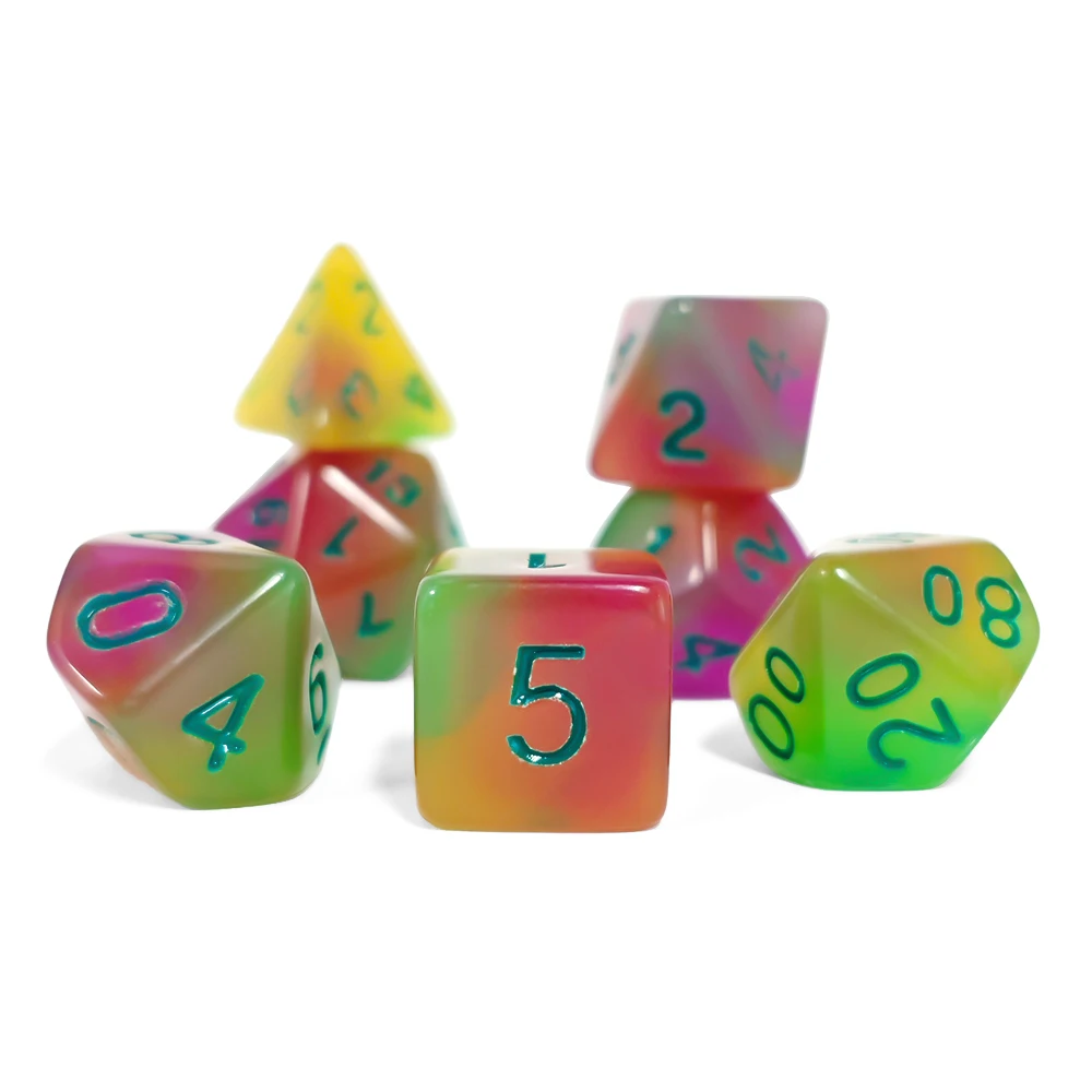 7 Pcs /Set of Glow-in-the Dark Dice Set Made of Acrylic Material Glow-in-the Dark  Dice Board Game DND Other Game Accessories