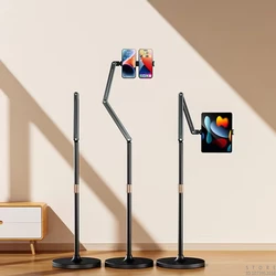 360-degree Rotatable Telescopic Aluminum Alloy Metal Floor Stand, Long Arm Suitable for 4-12.9 Inch Mobile Phones and Tablets