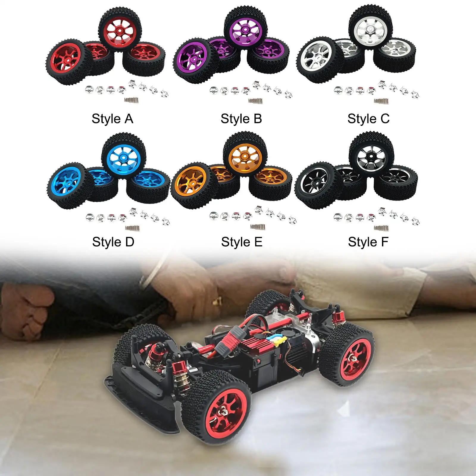 4 Pieces RC Wheels and Tires RC Upgrade Part for Wltoys 1/14 RC Crawler Car