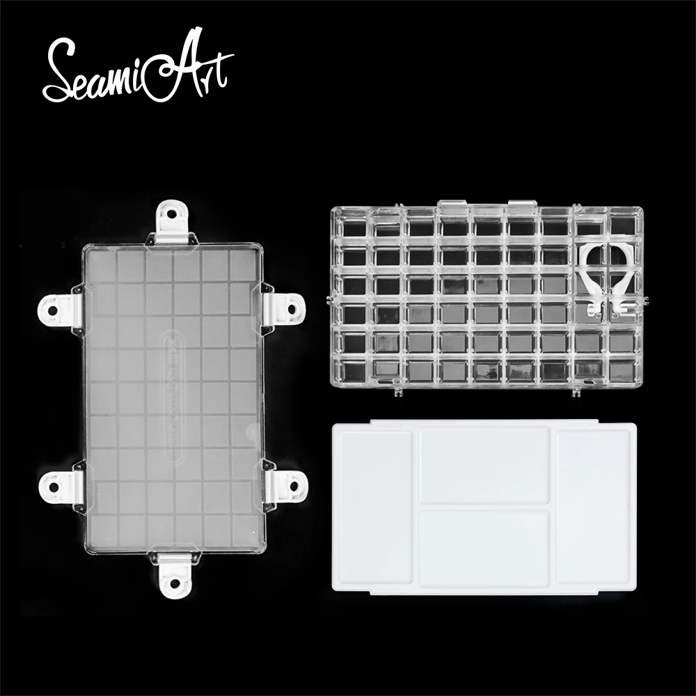 SeamiArt 12/24/36/50 Grids Empty Palette Watercolor Case Art Box Half Pans For Watercolors Oil Acrylic Gouache Paint Subpackage