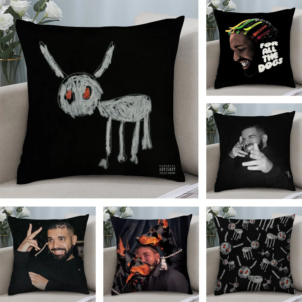 

D-Drake For All the Dogs Pillow Case Short Plush Pillow Covers Sofa Decorative Gift Home Double-sided Printing Cushion Cover
