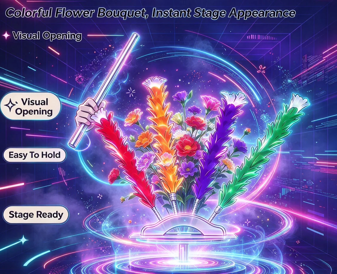 Hamed Colorful Feather Sticks Color Changing Feather Duster Stage Magic Tricks Transforms into Flower Close Up Mentalism Props