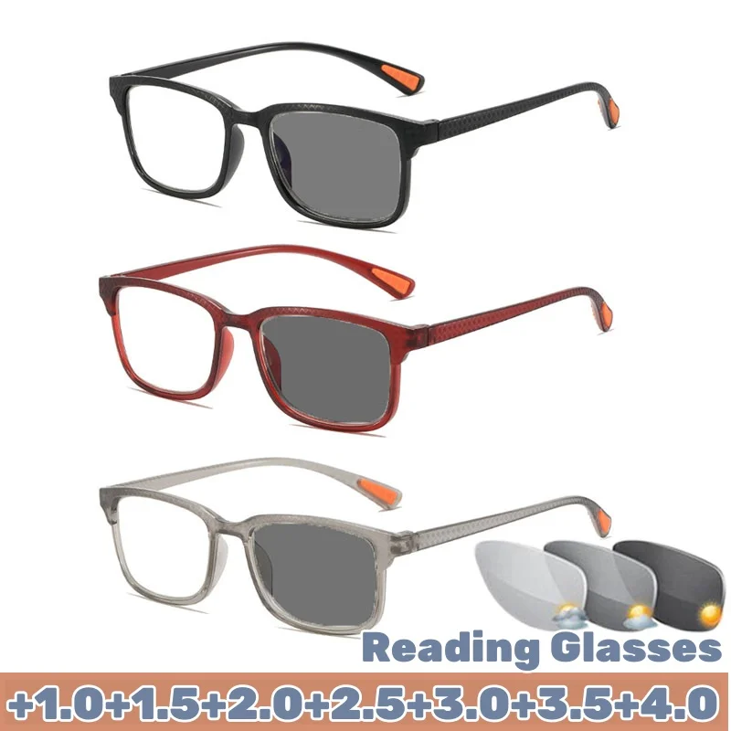 

Retro Photochromic Reading Glasses Men Women High-definition Anti Blue Light Far Sight Eyeglasses Outdoor UV Protective Goggles