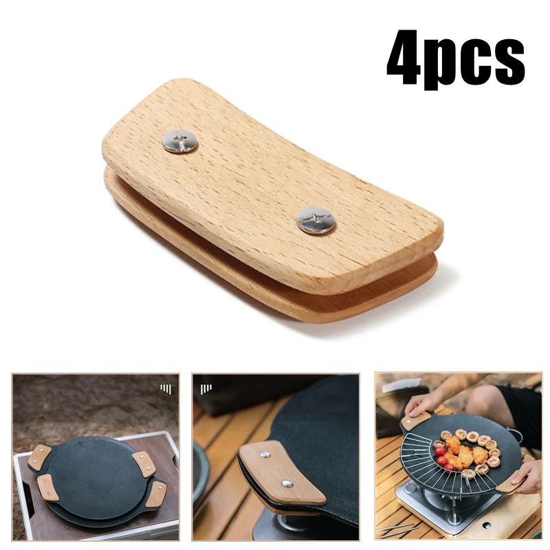 

Wooden BBQ Pan Handle Anti Scald Heat Resistant Insulated Grip Replacement for Sauce Grill Pan Griddle Outdoor Camping