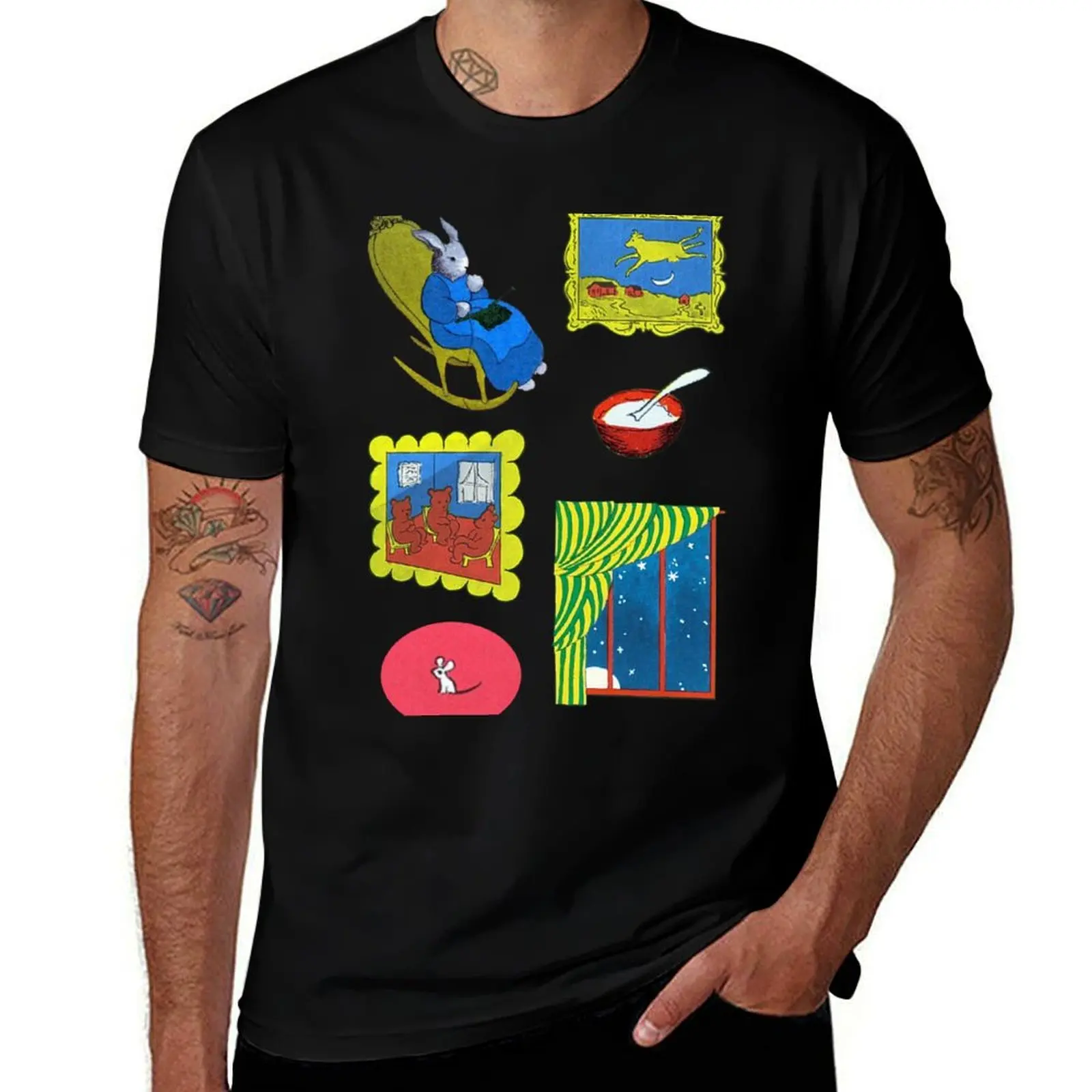 

Goodnight Moon Classic Illustration Pack / Pattern T-Shirt cotton t shirts man 100% t shirts for man pack cotton T-Shirt