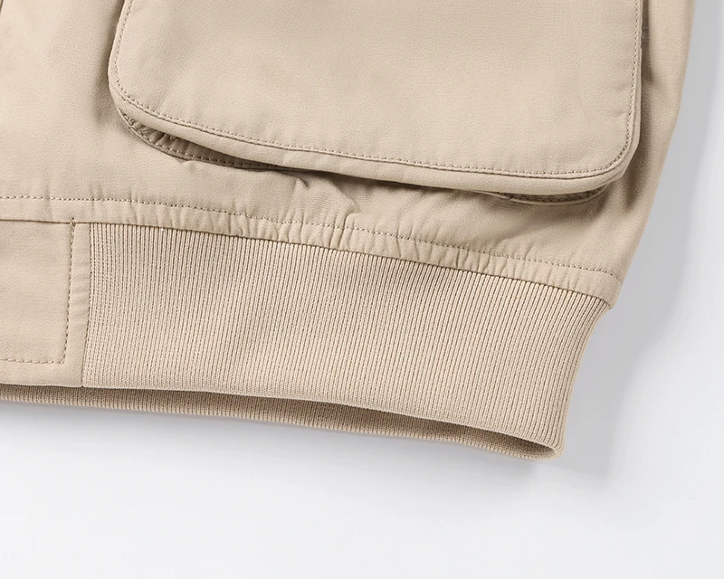 Kontrastierender Cordkragen Arbeitsjacke für Herren Vintage Utility-Jacken Vollreißverschluss Druckknöpfe Kariertes Futter Lässige Cargo-Oberbekleidung – Detail 6