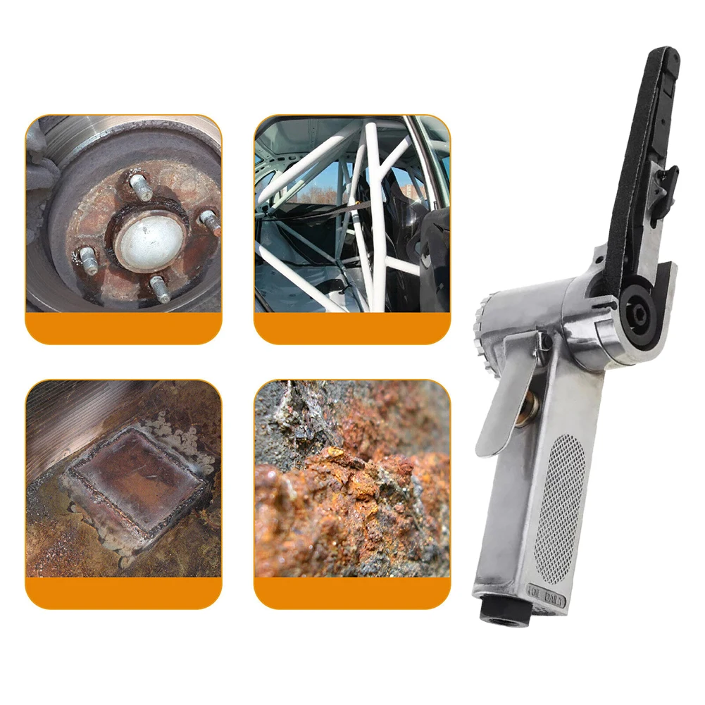 10mm with 10 Pcs Belts Air Belt Grinder Pneumatic Belt Sander 3/8 Inch Air Belt Sander 16000RPM Grinding Machine Sanding Machine