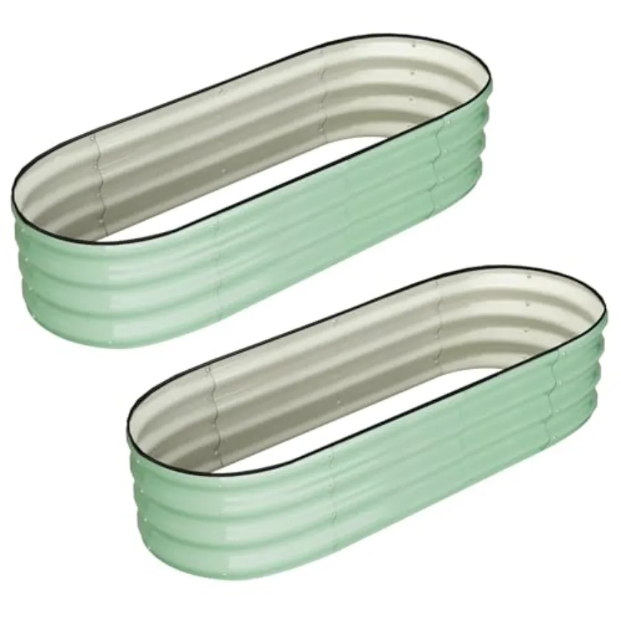 Outdoor raised garden bed kit: galvanized metal, oval shape, 2 pcs, 1.5 ft height, open base, easy assembly, for vegetables, fl