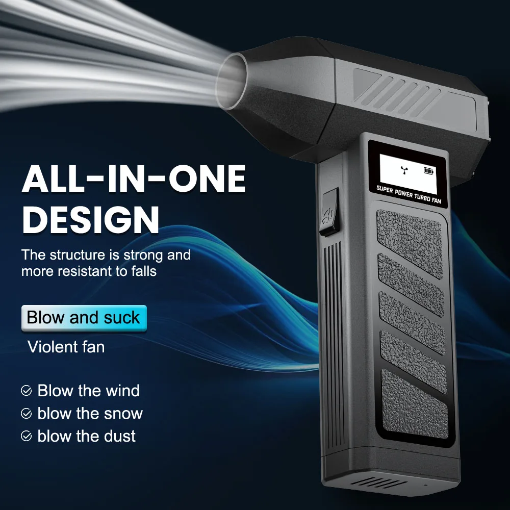 

Turbo Blower Jet Fan Cleaning Blower Tool Car Blowing Snow Car Type C Charger Gears adjustable Portable Electric Air Duster