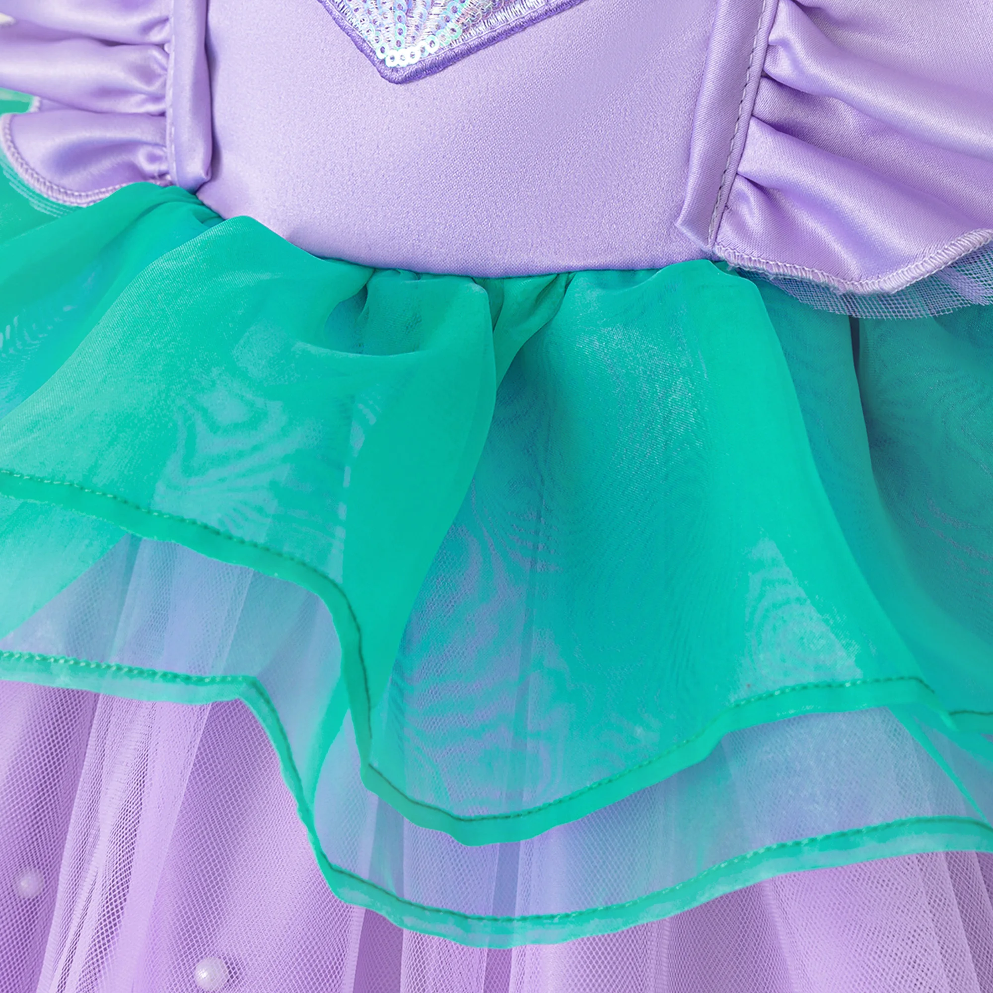 Kleine Meerjungfrau Ariel Partykleid für Mädchen, Karneval Cosplay Halloween Kostüm, Geburtstags-Prinzessinnenkleid, Meerjungfrauen-Kinderkleidung – Detail 6