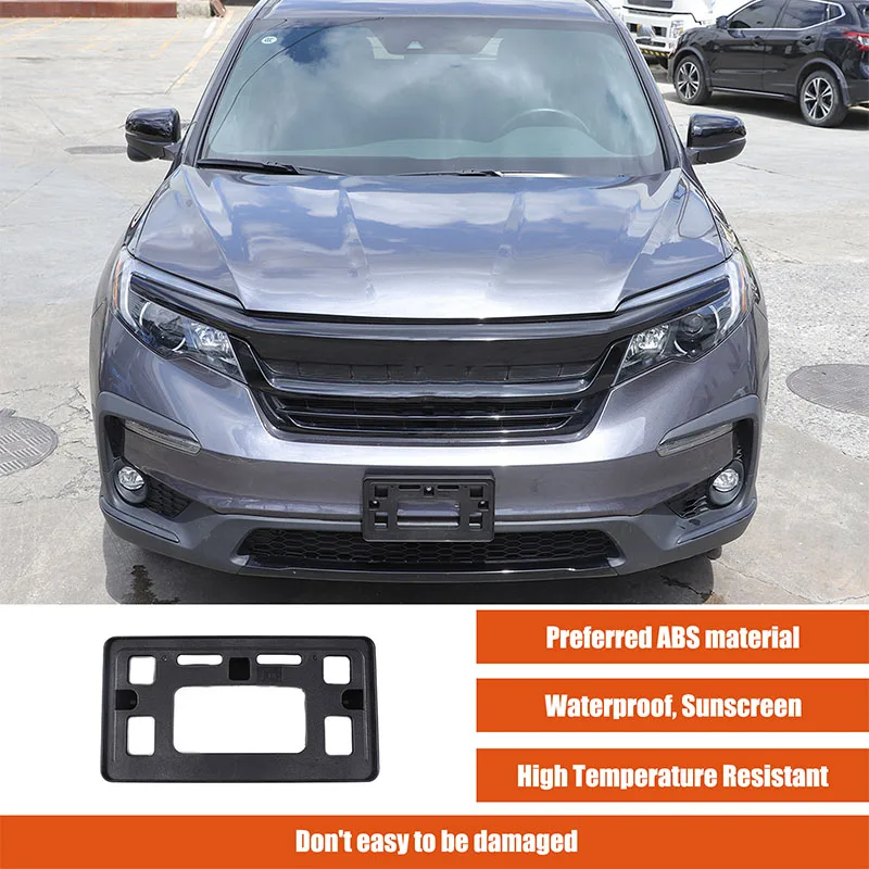 

For Honda Pilot 2015-2022 ABS Black Car License Plate Bracket Front Tow Hooks License Plate Frame Car Accessories