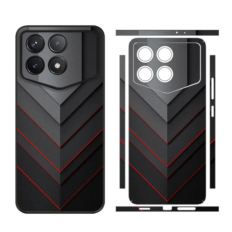 3M Material Cool Pattern Matte Film Skin Phone Back + Sides Sticker For XIAOMI Redmi K70 Pro K70e K70 K60 Ultra K60 Pro Wrap
