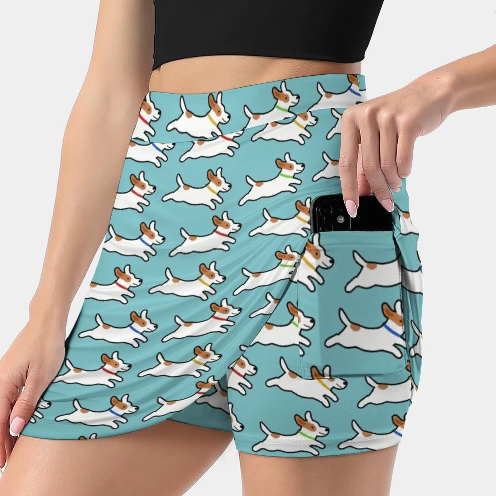 Cute Jack Russell Terrier Running Dog Women's skirt With Pocket Vintage Skirt Printing A Line Skirts Summer Clothes Dog Pets