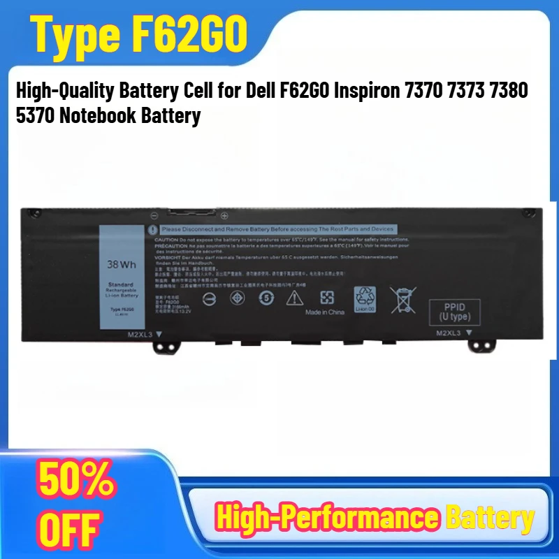 

High-Quality Battery Cell for Dell F62G0 Inspiron 7370 7373 7380 5370 Notebook Battery