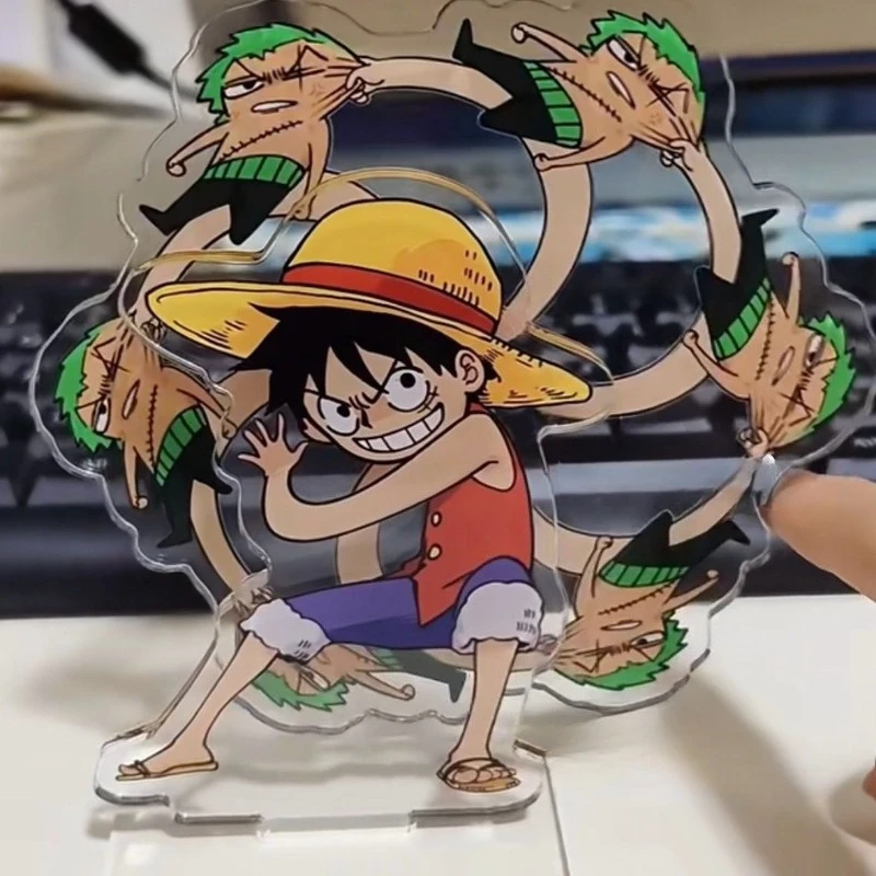 One Piece Monkey D. Luffy Film- und TV-Merchandise, kreativer Cartoon-Acrylständer, drehbares Schreibtisch-Ornament für Studenten, Weihnachtsgeschenk – Detail 4