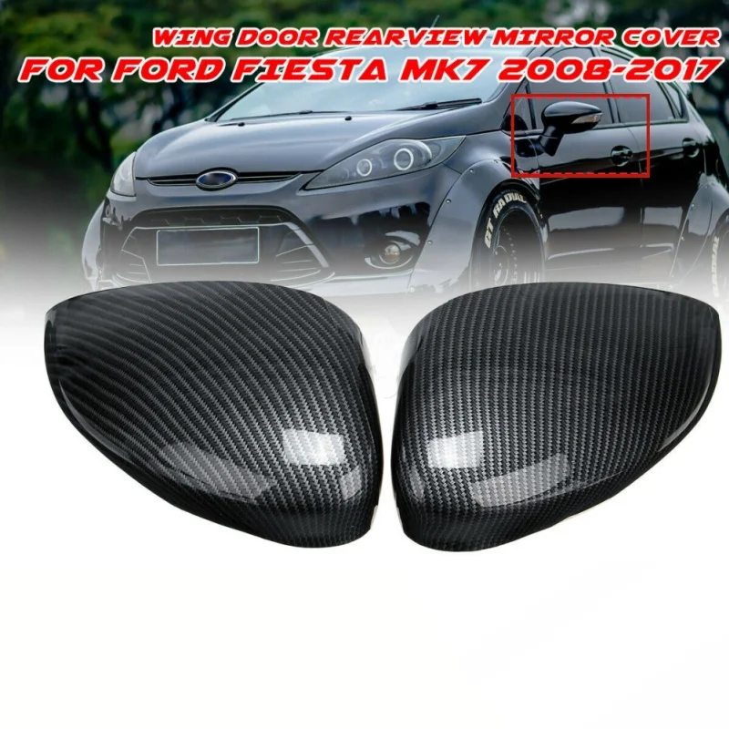 

2pcs Carbon Fibre Wing Mirror Left Right Rearview Mirror Cover Cap Painted ABS Plastic For Ford Fiesta MK7 2008-2019