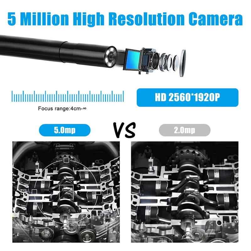 Wireless Endoscope for Automotive Inspection Semi-Rigid Flexible Waterproof 5.5MM WiFi Borescope Camera For Android and iOS