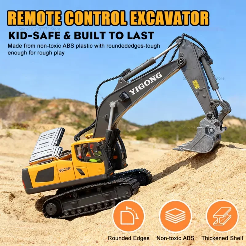 1: 24 Rc حفارة البناء شاحنة قلابة جرافة 9-قناة 2.4 جيجا هرتز عملية لعب الأطفال في الهواء الطلق ، هدايا عيد الميلاد