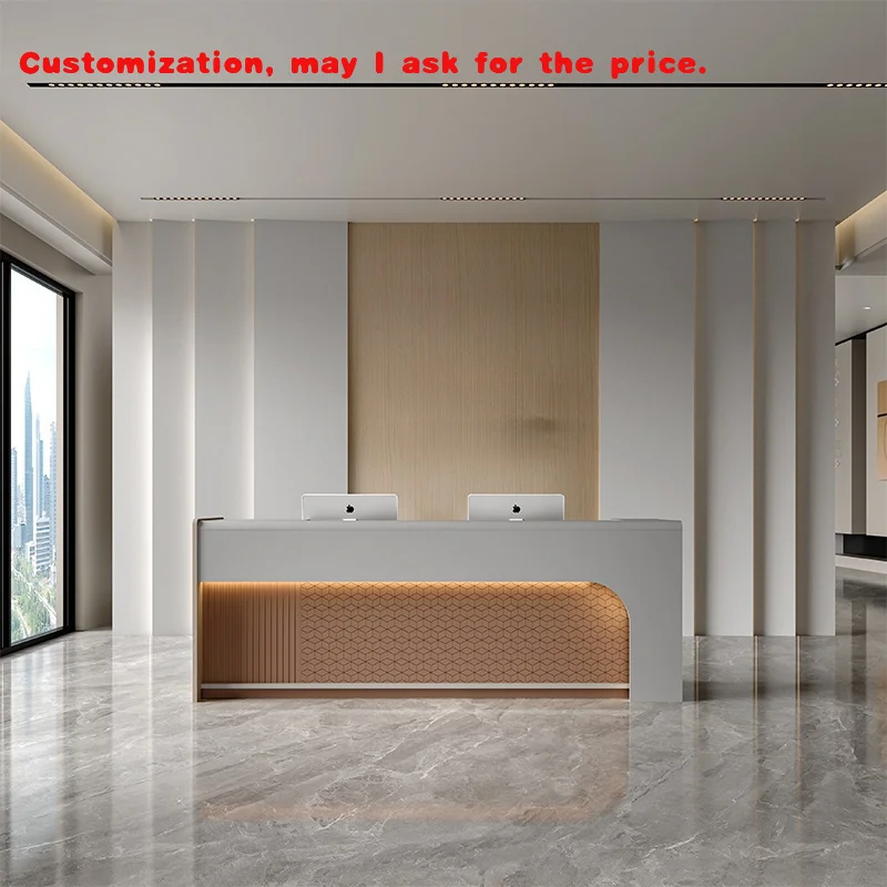 

custom.Factory Simple Modern Company Wooden Reception Desk Beauty Salon Hotel Reception Counter Front Desk