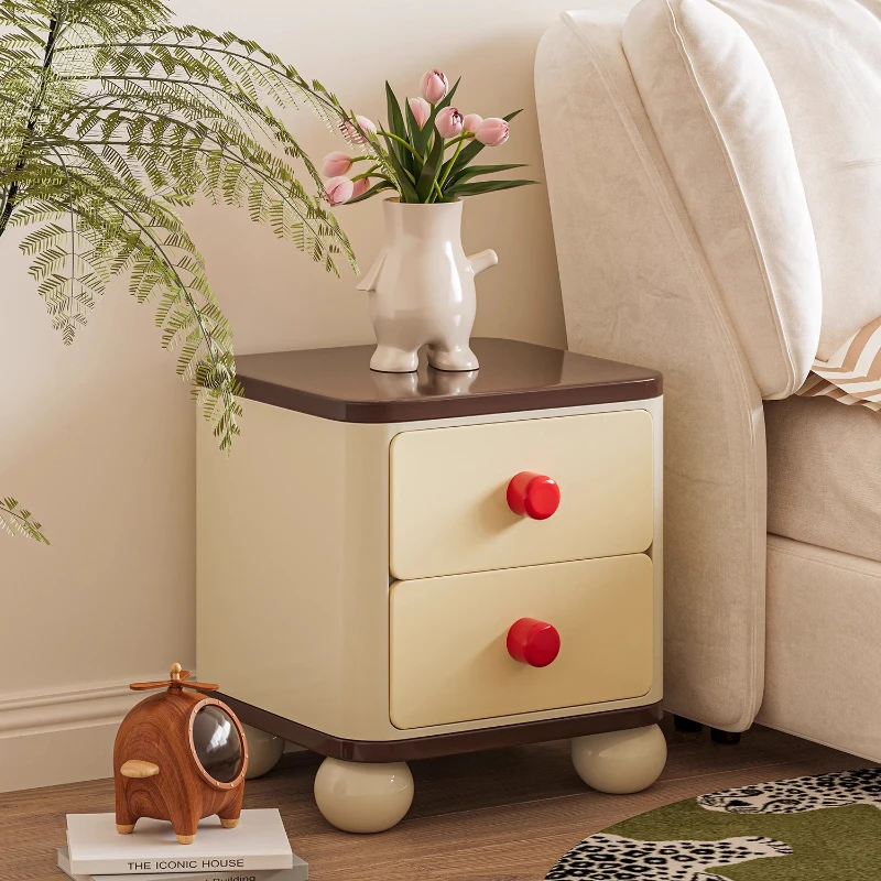 

Italian light luxury simple solid wood bedside table designer childlike creative bedroom bedside storage locker