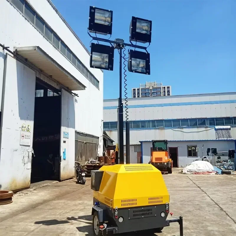 YG 7m 9m Portable Telescopic 360 Degree Light Tower Mobile Light Tower Trailer For Sale