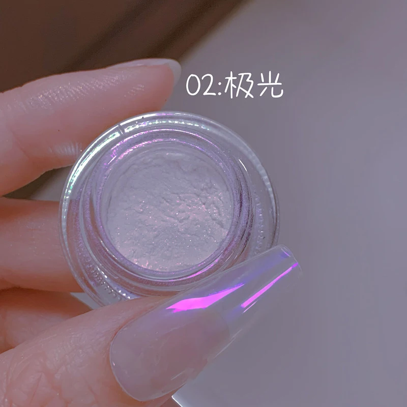 1Jar Flash Plating Aurora Nagelpuder Hochglänzend Glühbirnen-Effekt Super Hell Mondlicht Weiß Spiegel Nagelglitter Chrom Rubbing Dust