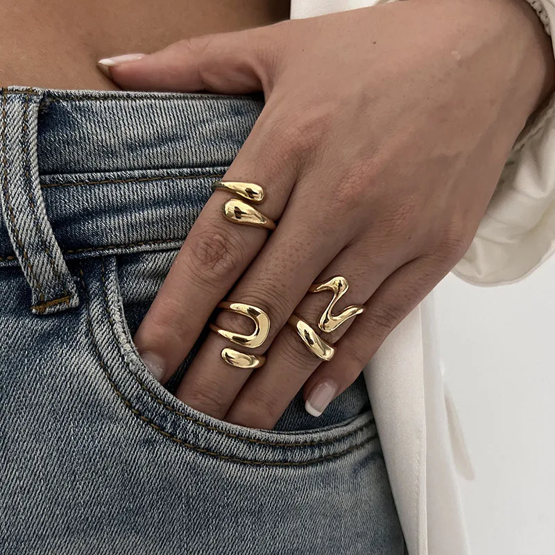 Irregular Geometric Rings For Women Girls Punk Fashion Gold Silver Color Knuckle Joint Ring