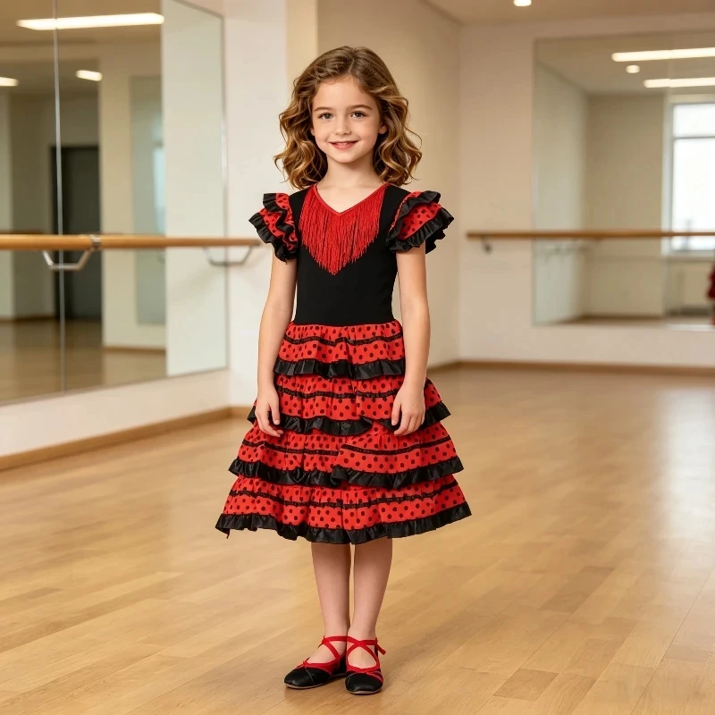 Flamenco Dance Dress Children's Dance Dress Festival Travel Dance Dress Ball Dress Party Dress Stage Dress Performance