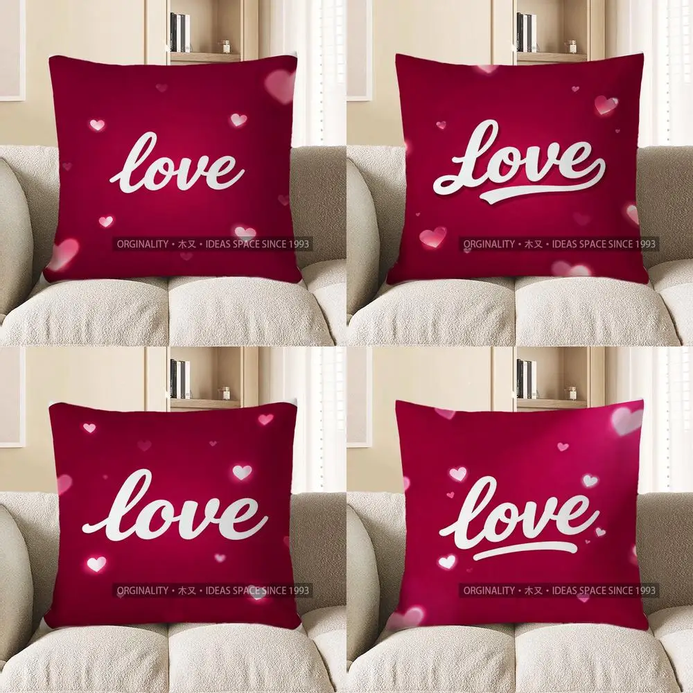 

2D наволочка с рисунком сердца любви, чехол для подушки с рисунком, подходит для дивана, спальни, автомобиля, наволочка