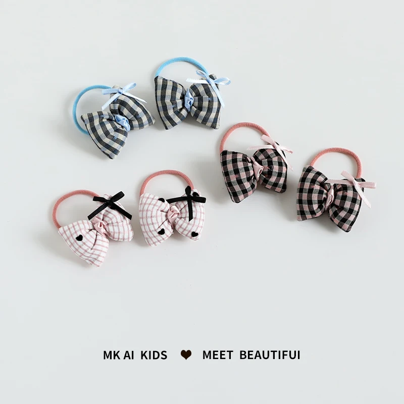 2 قطعة/المجموعة جديد الأطفال الحلو الوردي منقوشة Bowknot حلية العصابات الشعر طفل الفتيات موضة Hairball العصابات الشعر إكسسورات شعر الأطفال #5