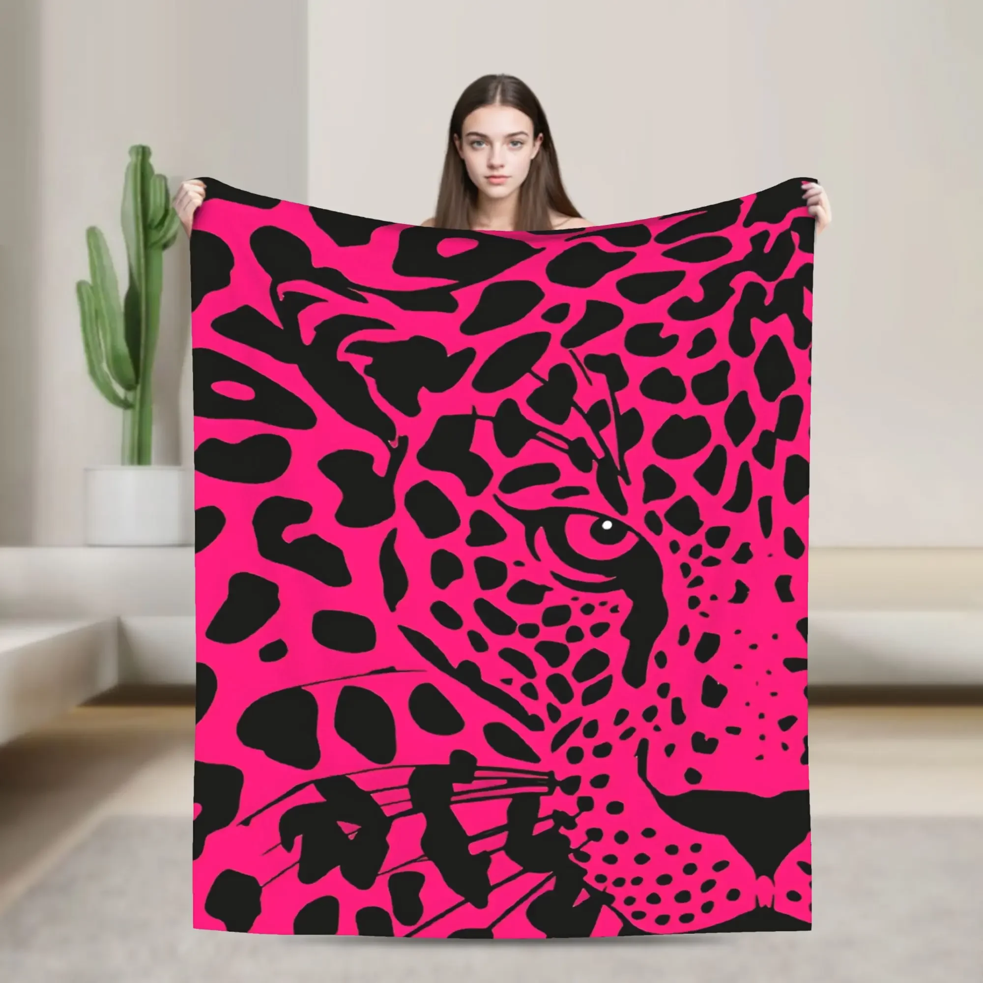 

Warm Blanket Camping Leopard pattern pink black Throw Blanket Flannel Bedspread For Chair Sofa Bed Comfortable Sofa Bed Cover