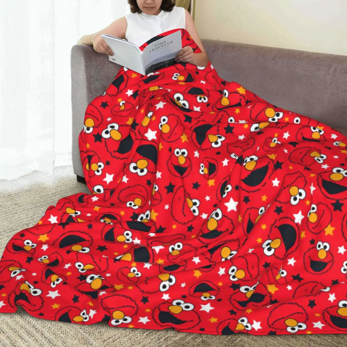 Elmo Cookies Monsters Cartoon Blanket Flannel Summer Portable Lightweight Throw Blankets for Home Travel Bedspread