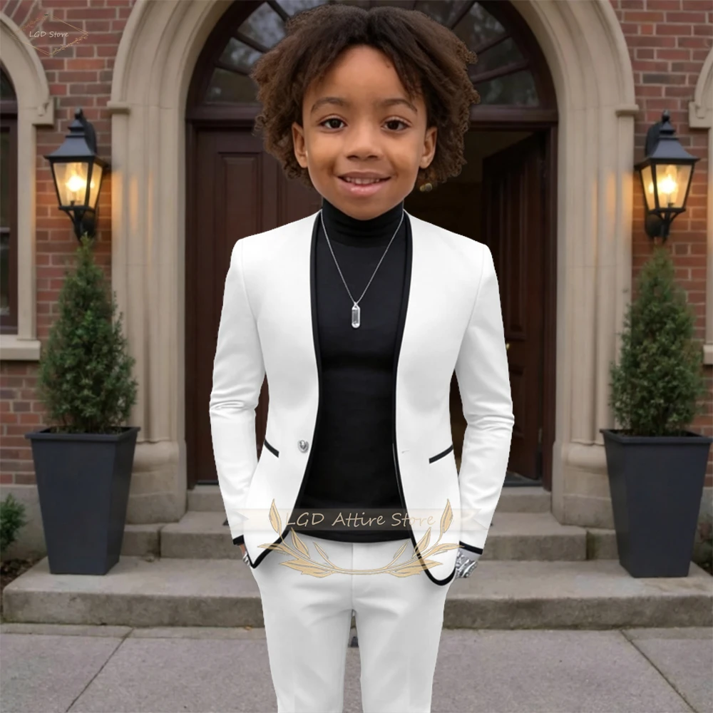 Boys Suit 2 Piece Set Jacket Trousers Boys Wedding Guest Attire Contrast Color Blazer School Performance Costume Customized