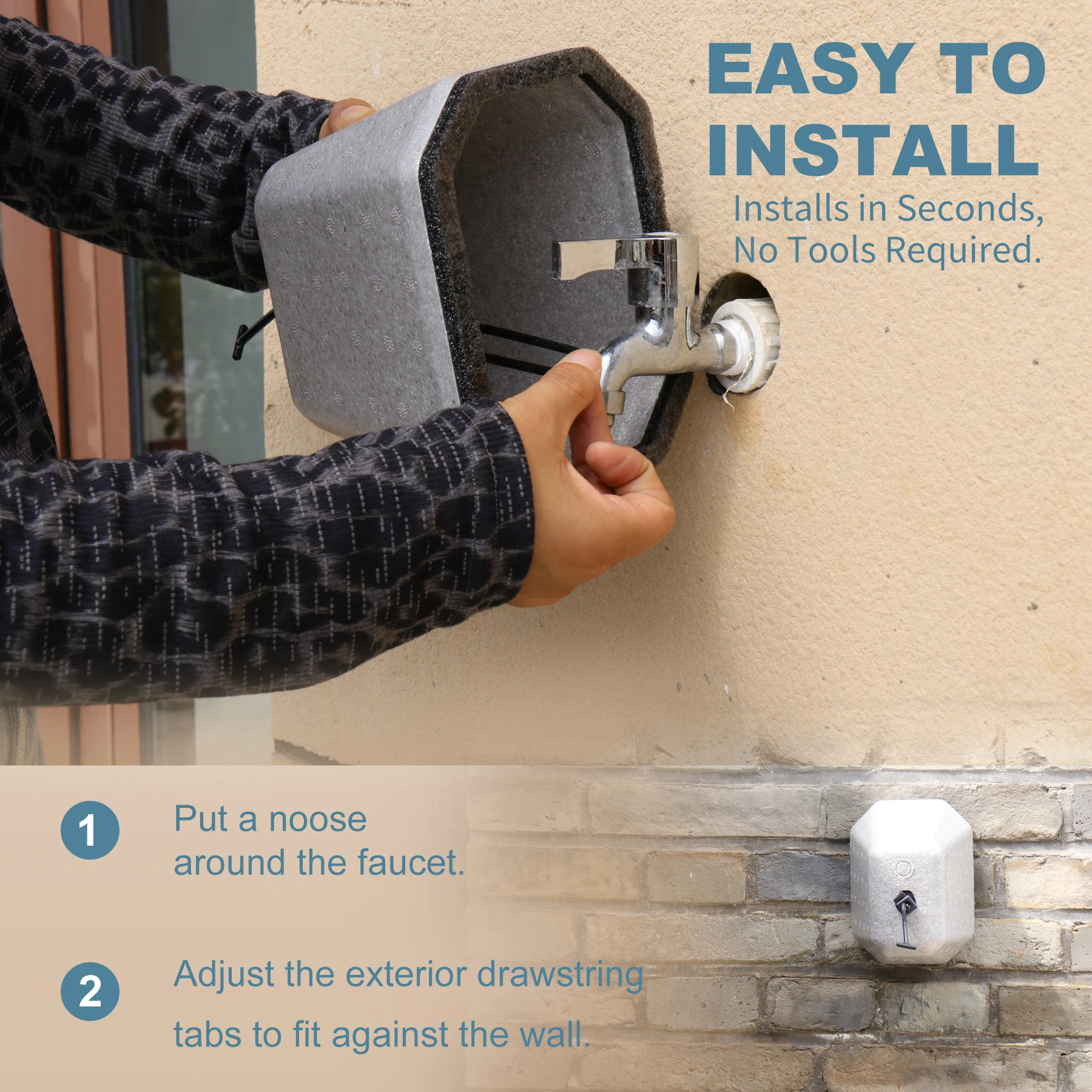 

2PCS Outdoor Faucet Cover Outside Garden Faucet Freeze Protection Waterproof Winter Thickened Foam Covers Reusable Tap Protector