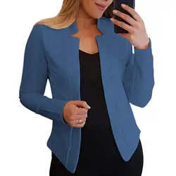 Solid Color Slim Fit Women Blazer Jacket Notched Collar Open Stitch Office Lady Jacket Coat Suit Spring/Autumn