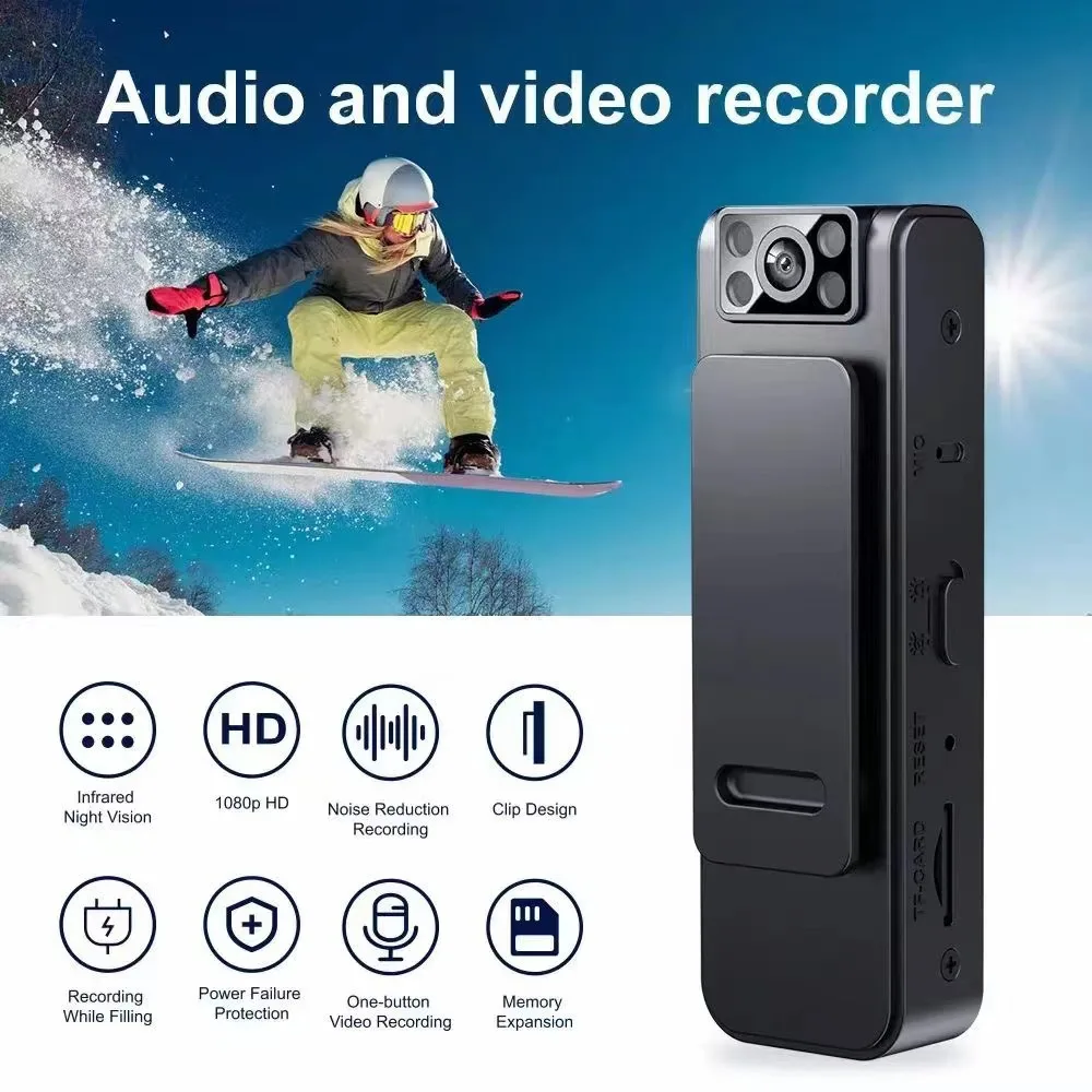 

HD 1080P Wearable Mini Camcorder 130° Wide Angle Digital Camera Built in MIC Noise Reduction Clip on Portable Video Recorder