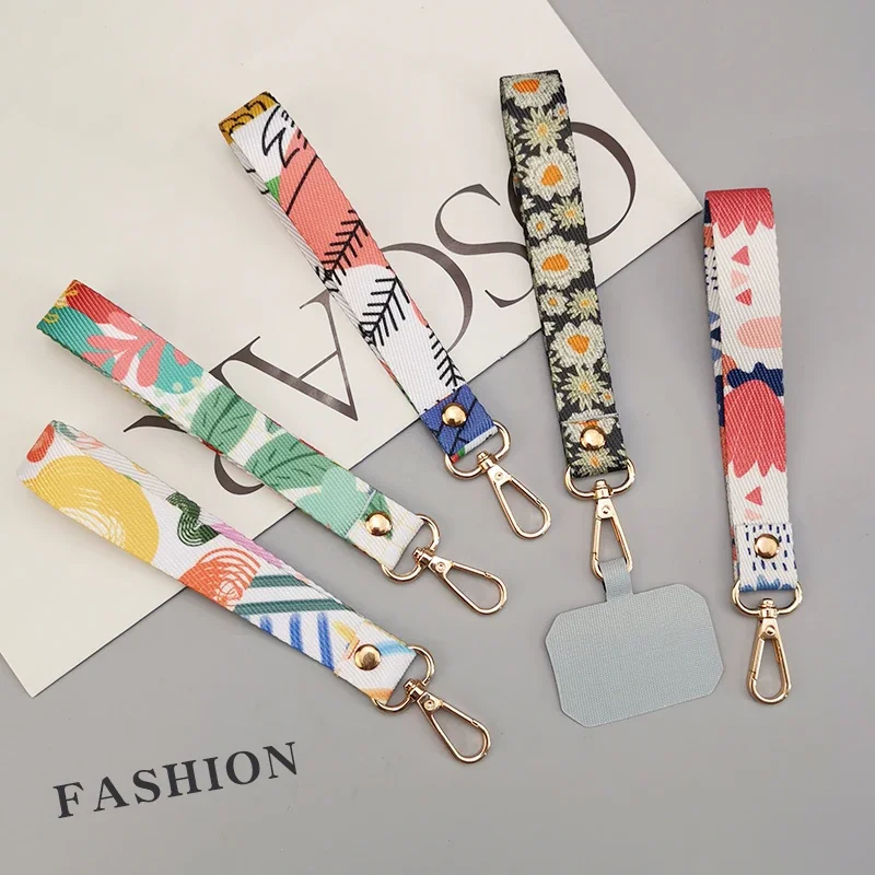 Wrist Strap Colored Pattern Woven Strap Universal Phone with Universal Clip Anti-loss Short Portable Pendant Mobile Phone Strap