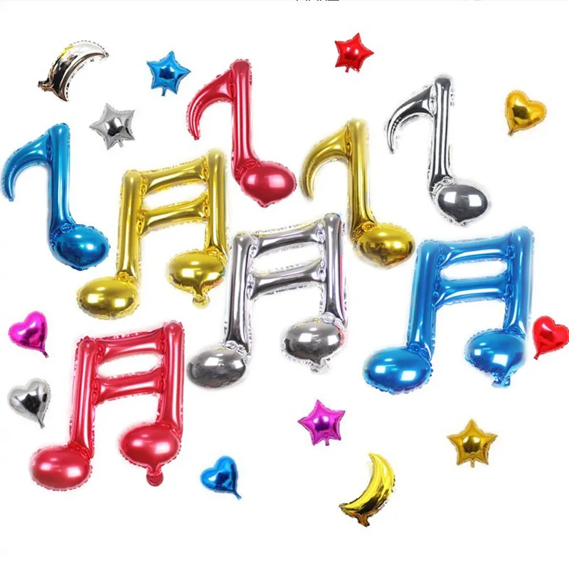 6pc Birthday Party Decoration Music Symbol Aluminum Film Letter Set Film Balloon for Party Decoration Aluminum Foil Balloon