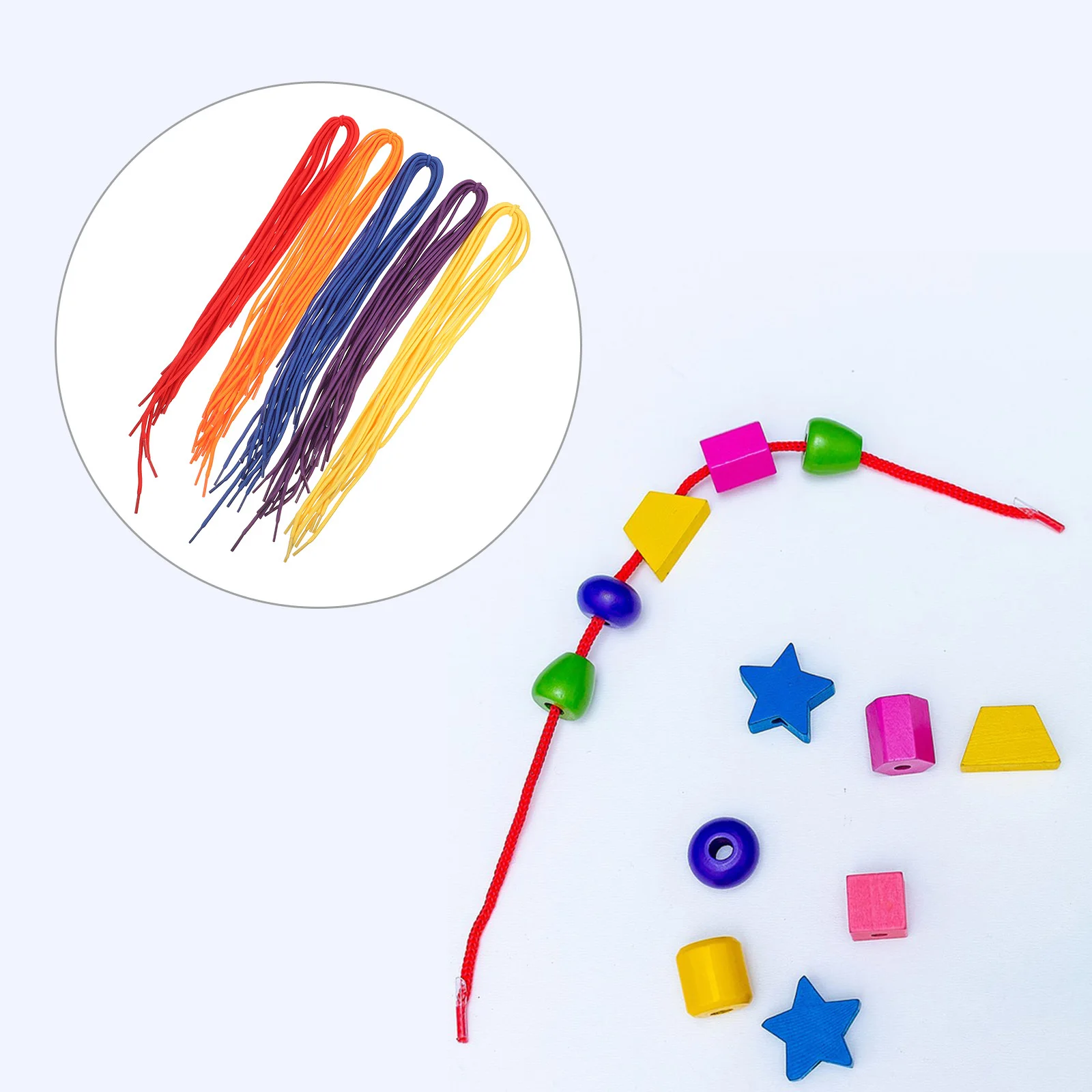 50 個の靴紐通しアクセサリー カラフルなポリエステル靴紐紐 幼児向け靴の結び方を学ぶ 早期教育用ファイン