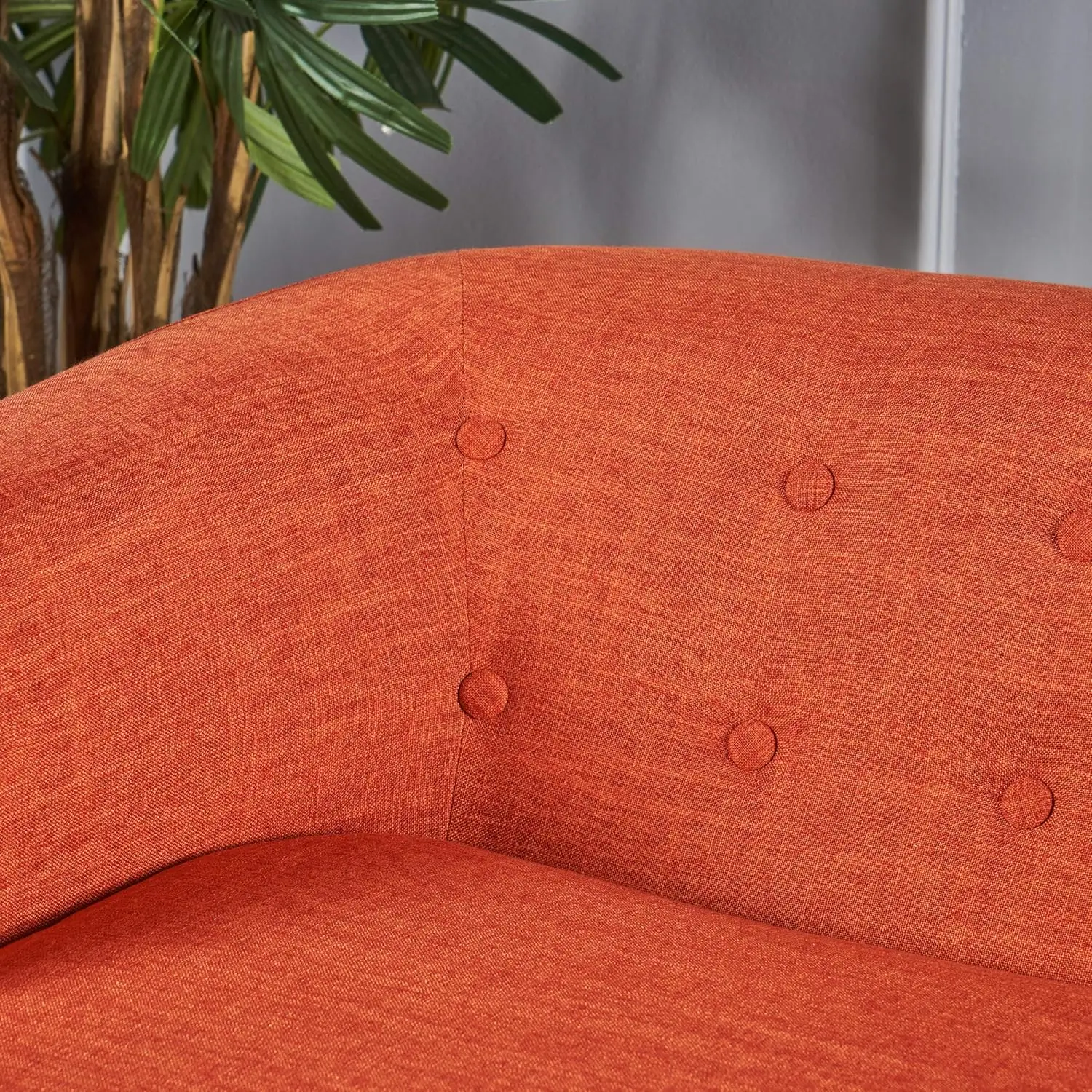 Christopher Ridder Home Bridie Mid-Century Modern Loveseat, Gedempte Oranje Stof