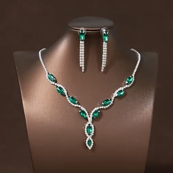 Itacazzo Bride Wedding Simple Necklace Earring Set Exquisite and Elegant for Ladies Suitable for Party Festivals