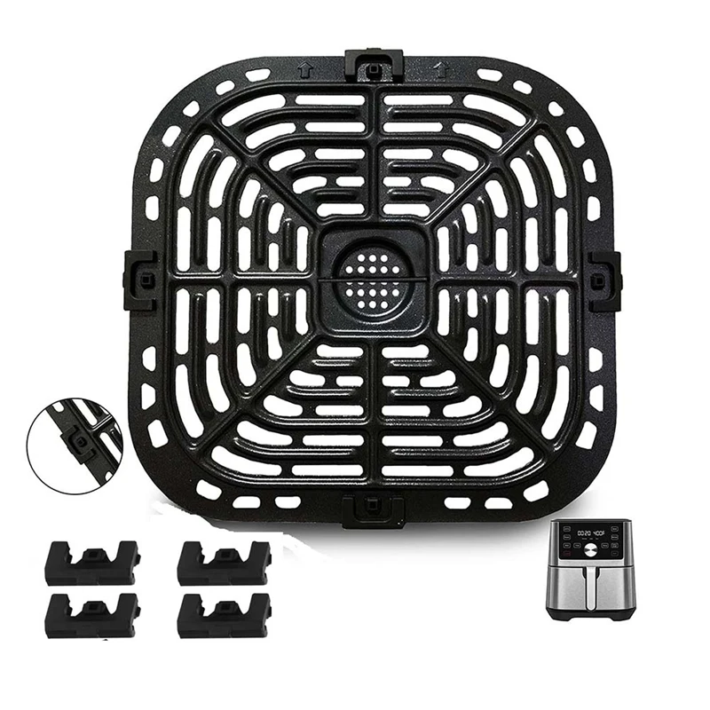 A46T Air Fryer Grill Plate for Instants Vortex Plus 6QT Air Fryers, Upgraded Square Grill Pan Tray Replacement Parts