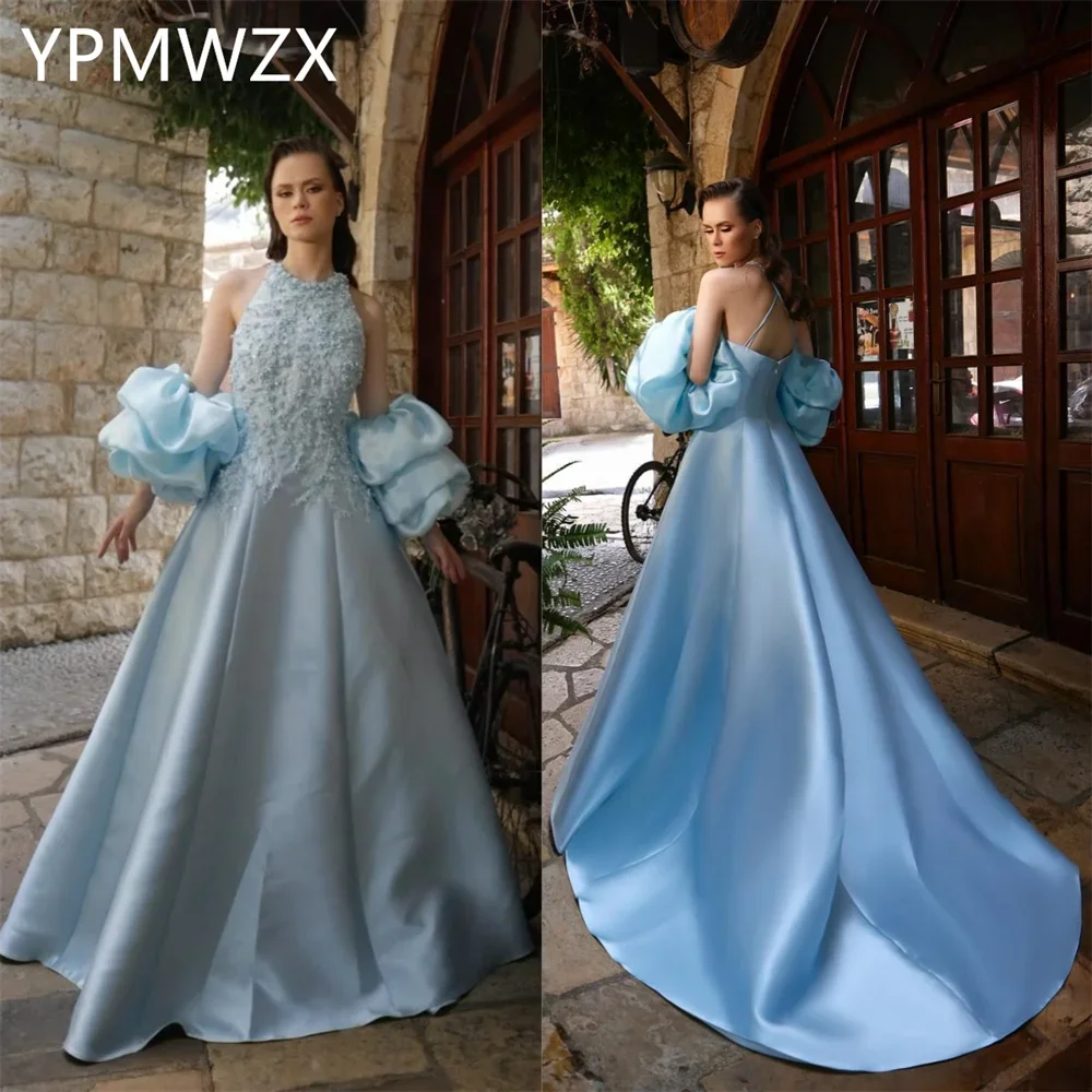 Customized Prom Gown Evening Women YPMWZX Halter A-line Floor Length Skirts Bespoke Occasion Dresses Party  Formal Dress